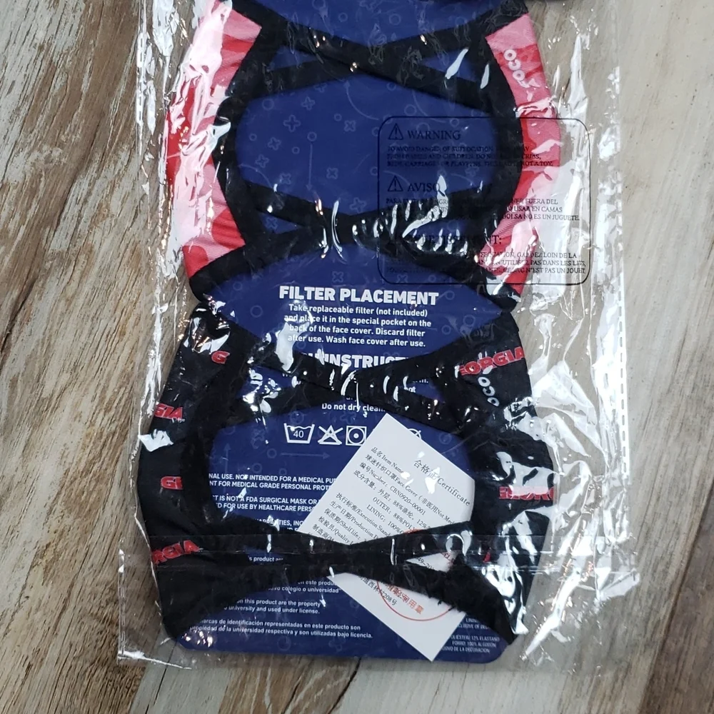 NWT Collegiate Licensed Product Georgia Bulldogs 2 Unisex Cloth Face Masks